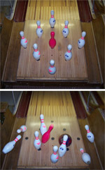 Nine pin bowling set up