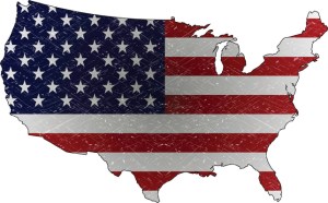 flag, usa map